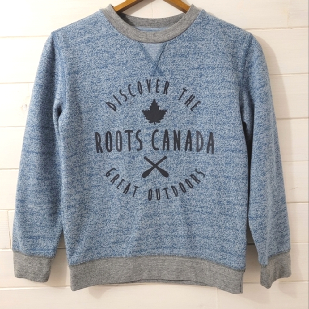 ROOTS sweater in heathered blue/grey